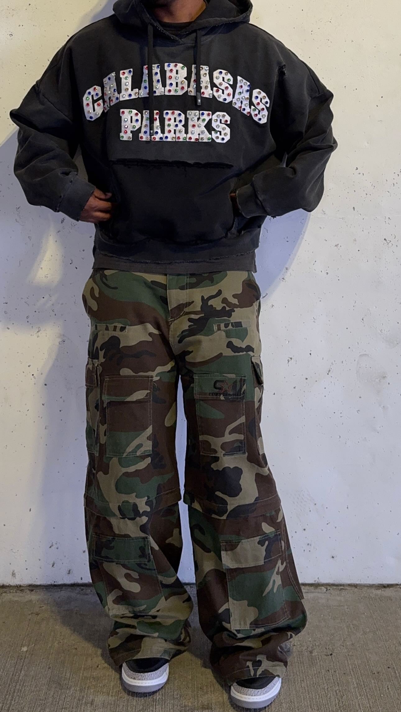 “Calabasas Parks” Rhinestone Black Hoodie
