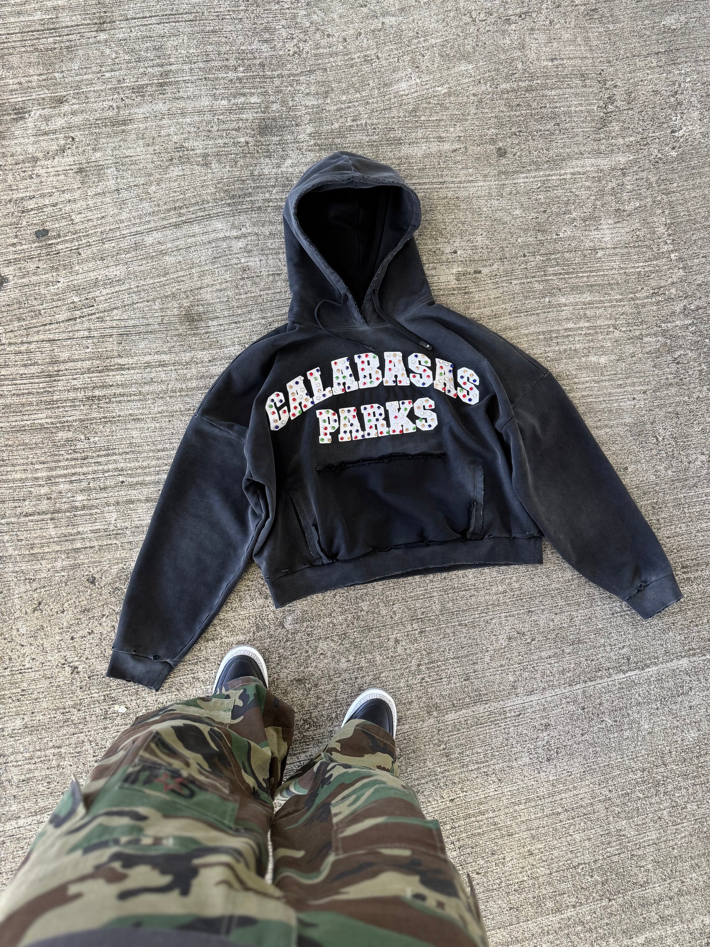 “Calabasas Parks” Rhinestone Black Hoodie
