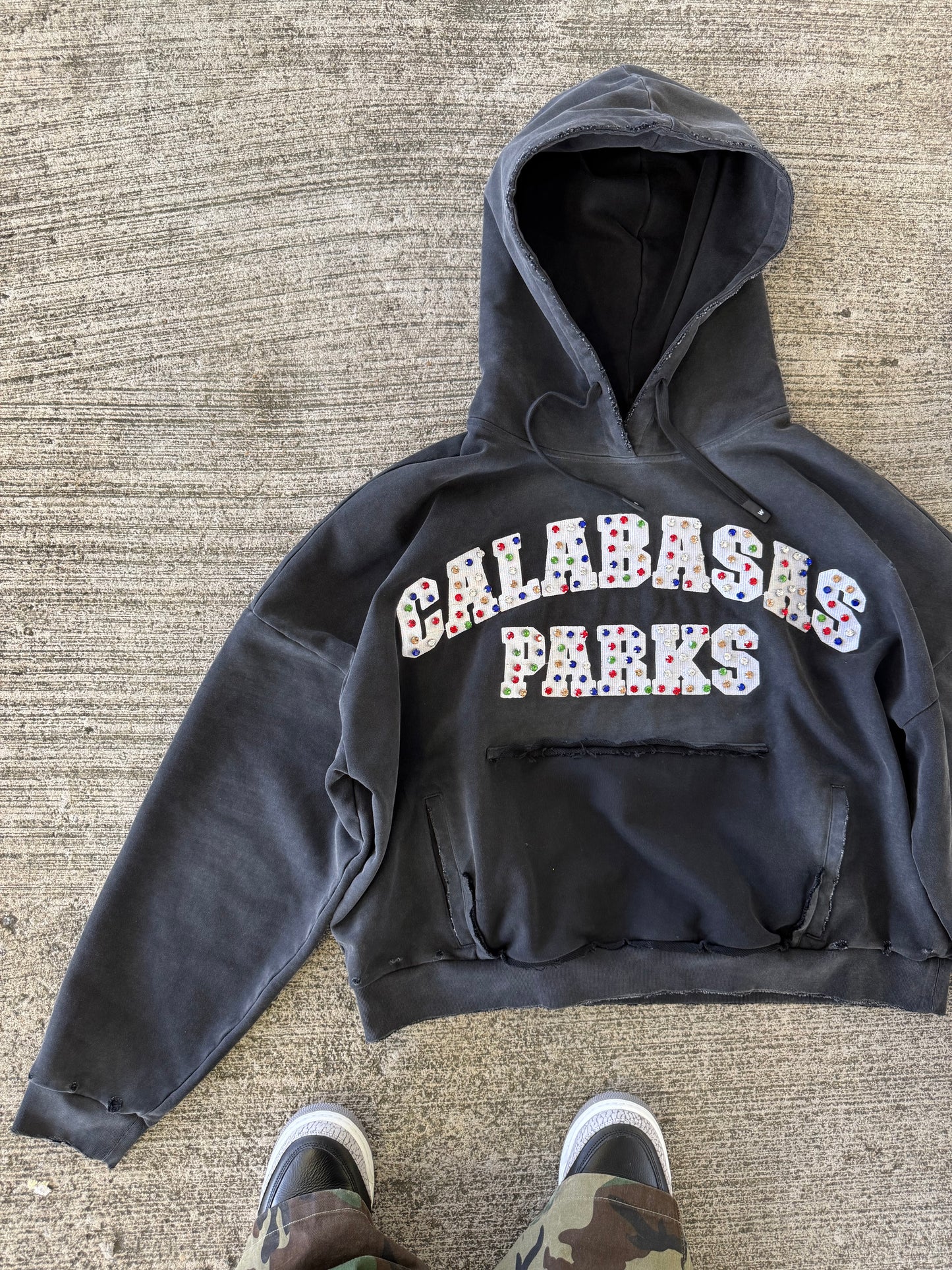 “Calabasas Parks” Rhinestone Black Hoodie