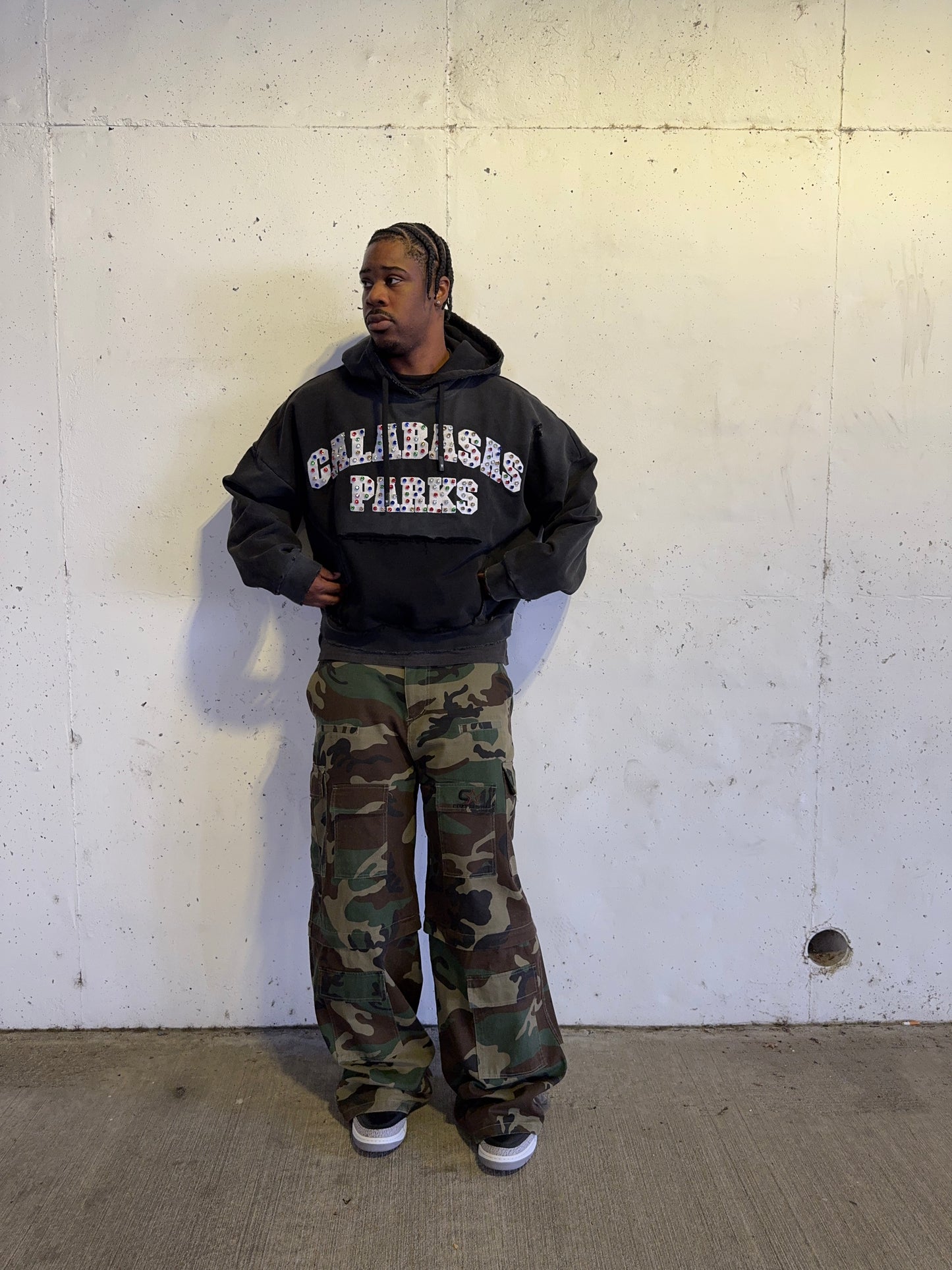 “Calabasas Parks” Rhinestone Black Hoodie