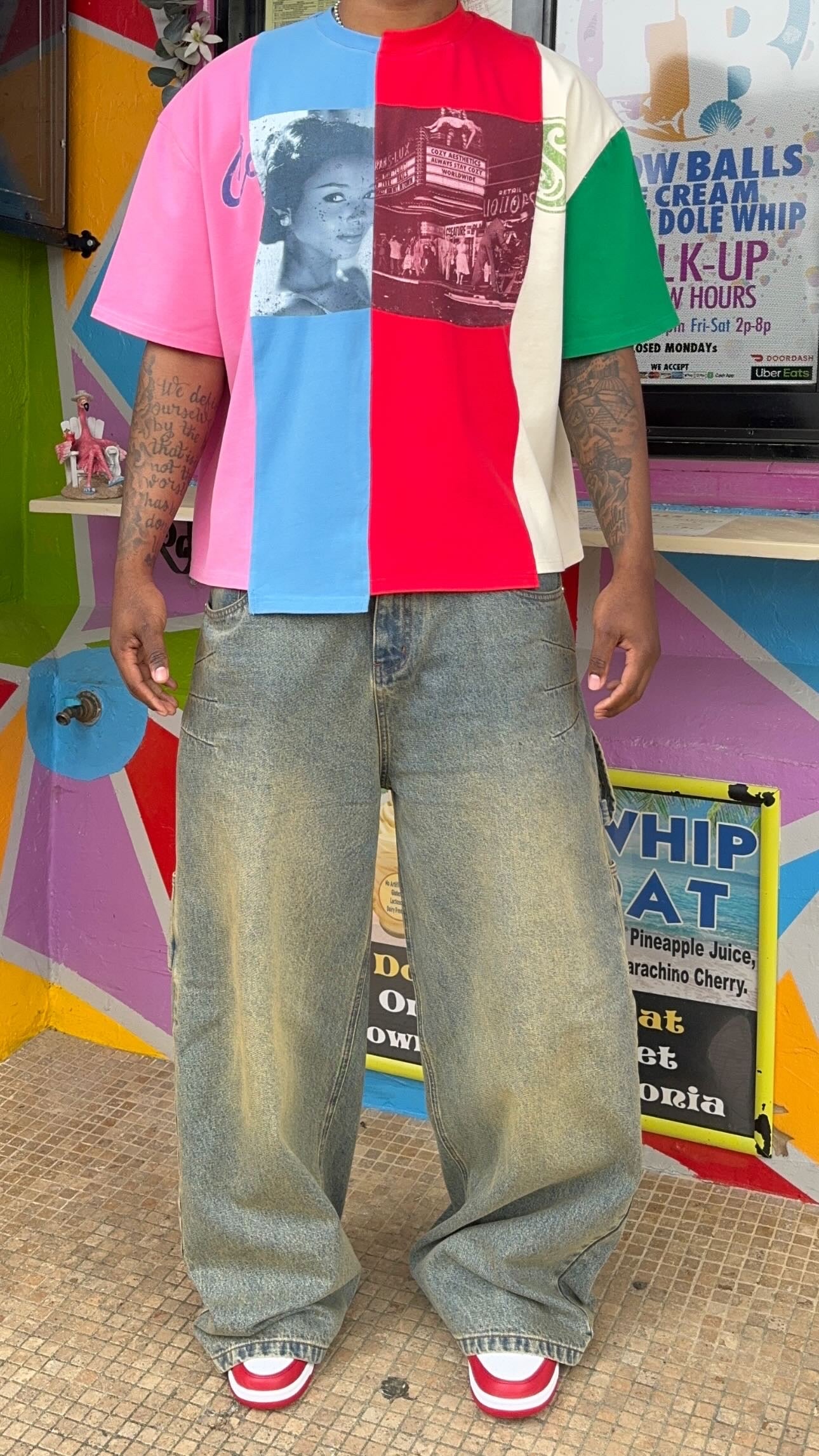 Cozy Multicolored Paneled SS Tee “Summer Colors”