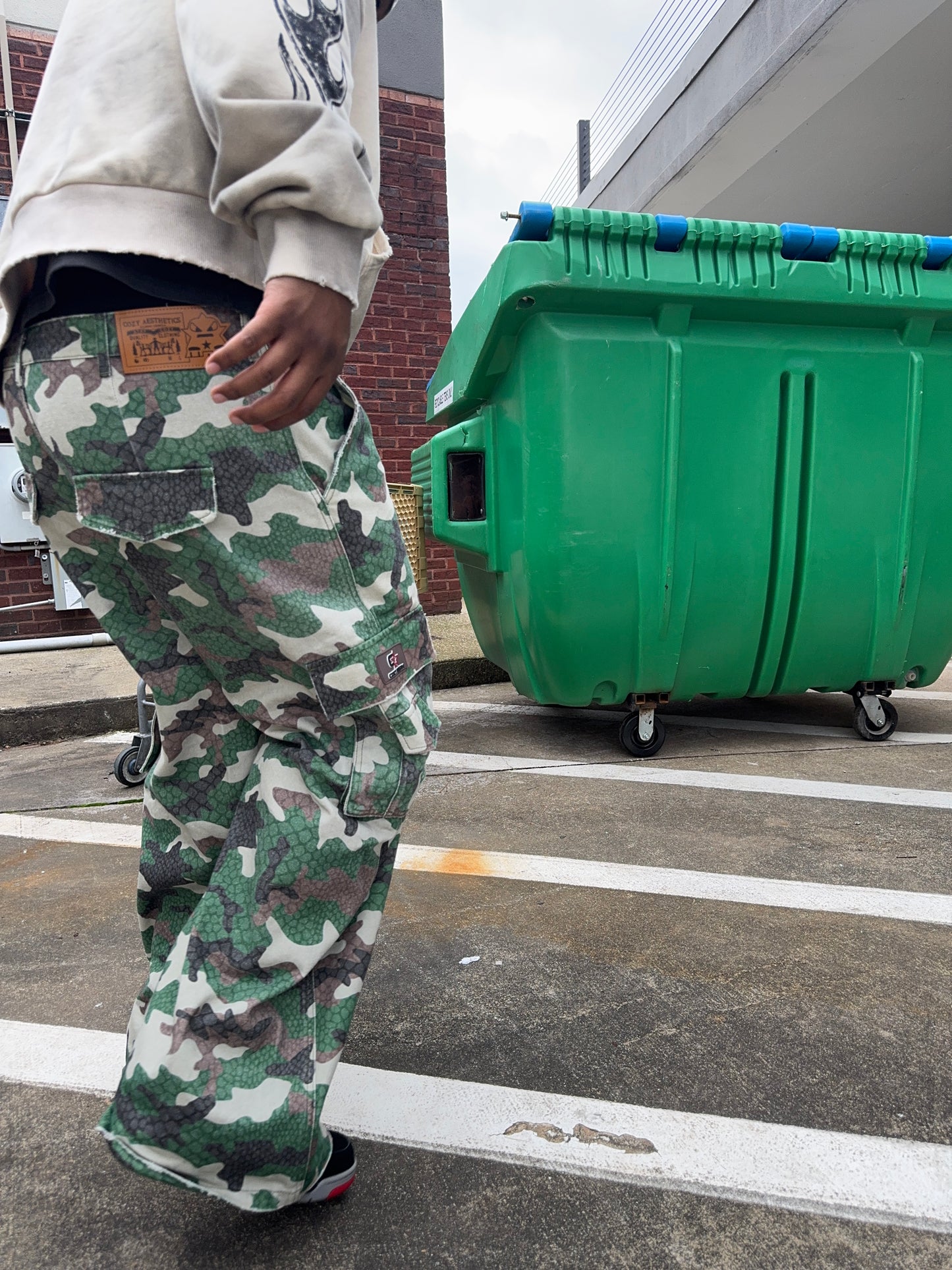 Camo Snakeskin Denim Cargo Pants