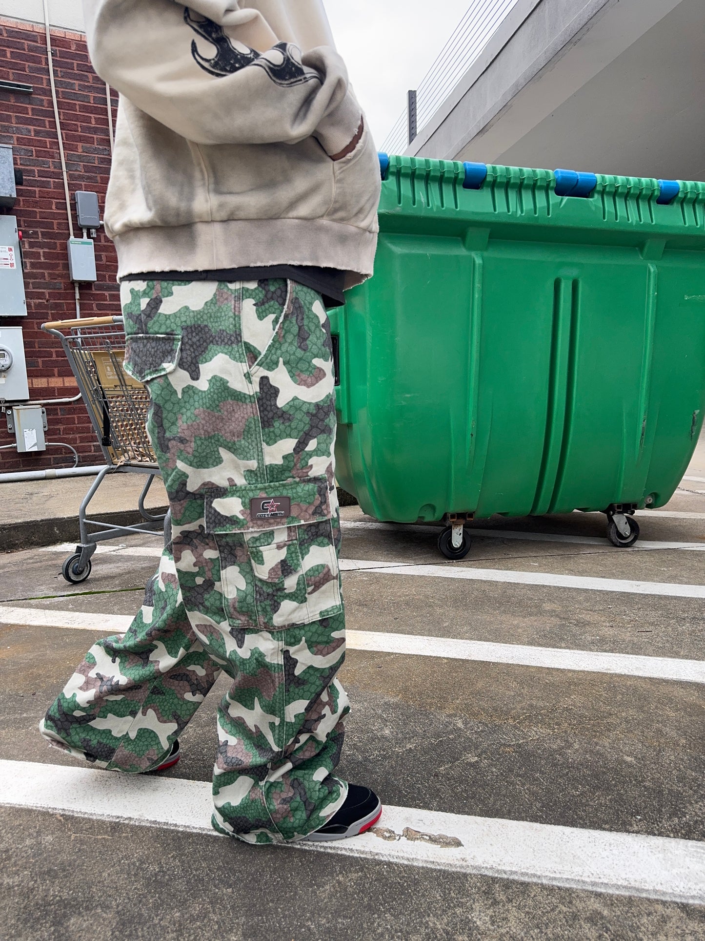 Camo Snakeskin Denim Cargo Pants